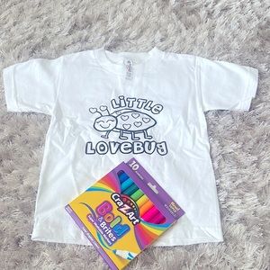 Kid’s coloring T-Shirt Little Love Bug great for valentines makers included